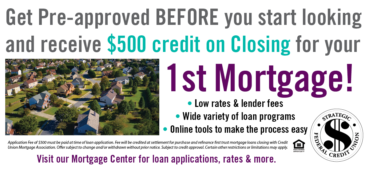 Get Pre-Approved and receive $500 credit on closing for your 1st mortgage